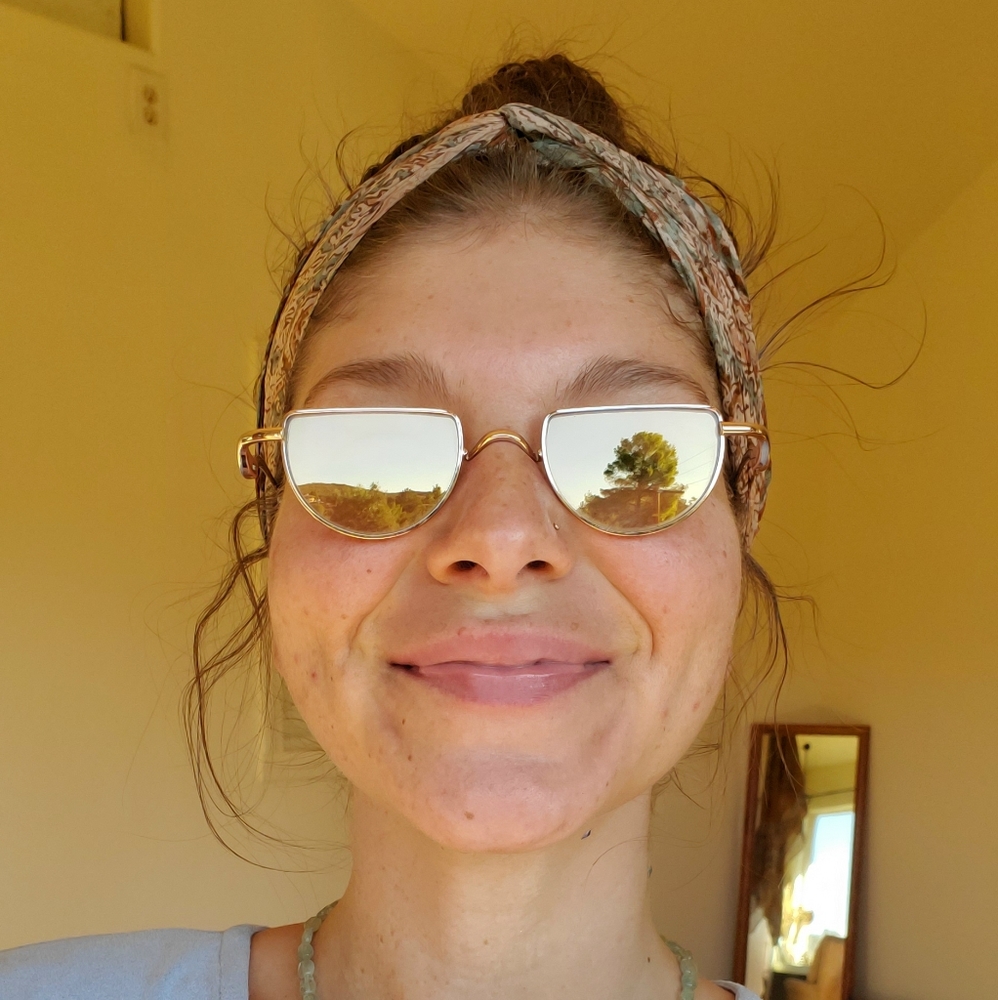 Half Moon Shaped Chloe Rose Gold Mirror Sunglasses